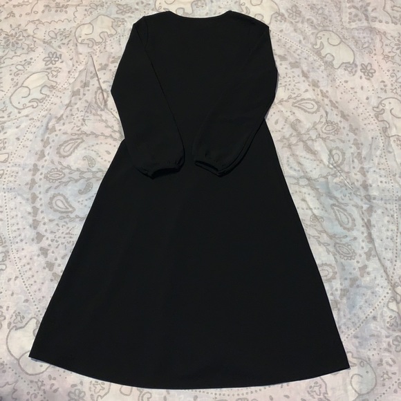 NWT Madewell Texture & Thread Crepe Black Long Sleeve Midi Dress Stretch Size M - Picture 6 of 8